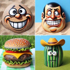 A collection of four funny rock designs